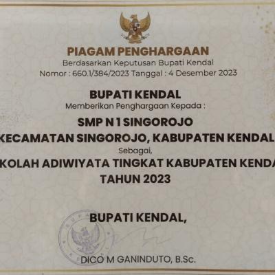 Sertifikat Adiwiyata Tahun 2023